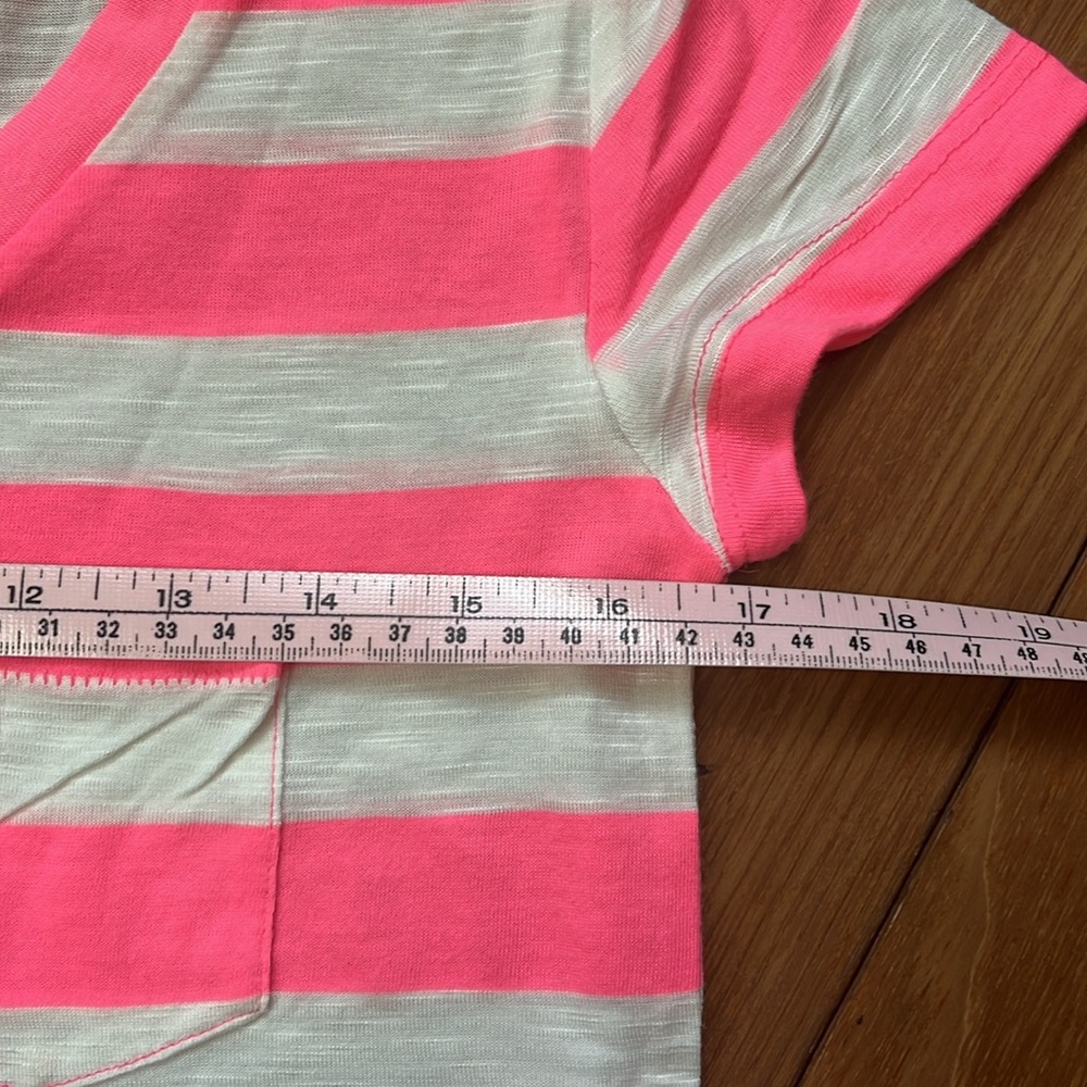 NWOT Vintage Abercrombie & Fitch Summer Striped Neon V Neck Tee Shirt - Picture 4 of 6
